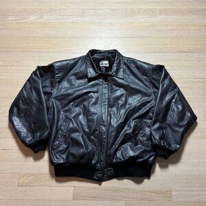 Vintage COMINT Leather Bomber Jacket Mens Large MADE IN USA